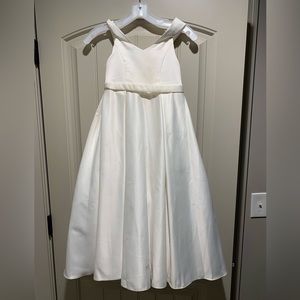 David’s Bridal White Satin flower girl dress size 6